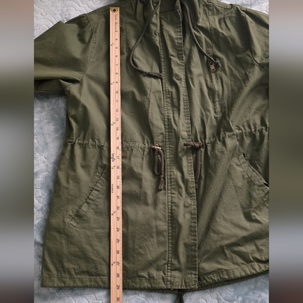 Olive/Army Green Hooded Lightweight Jacket w/pockets XXL (1202) - Picture 8 of 8